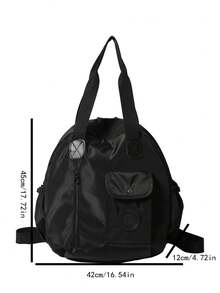 大容量防水时尚女士背包，多口袋多隔层单肩包手提包，多功能女士包 - 黑色 - 查看 2