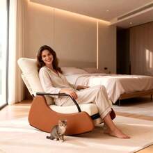 Silla Mecedora Moderno Diseño Ergonómico Con Ajustable Respaldo - Ideal Para Sala Y Recámara - Beis - Ver 3