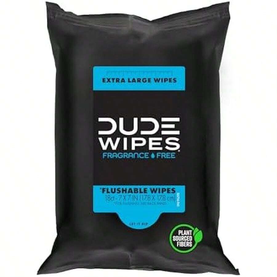 DUDE Wipes - Flushable Wipes For Adults - Unscented - 18 Count - Vitamin-E & Aloe - Septic And Sewer  (Pack Of 1) - 18 cái (Gói 1) - Xem 1
