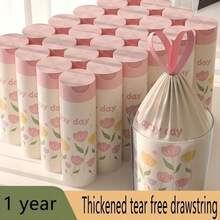 100 Extra-Thick, Large Drawstring Garbage Bags With Lavender Scent. Multi-Purpose Disposable Trash Bags, Suitable For Kitchens, Bathrooms, Bedrooms, Living Rooms, And Toilets. Tear-Resistant, A Household Essential, Also Ideal For Office Cleaning. - 粉色 - 查看 2