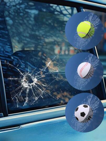 1个3D立体仙女球汽车窗贴，趣味创意装饰贴纸，透明/网球/棒球/足球玻璃改装汽车贴纸，圣诞装饰