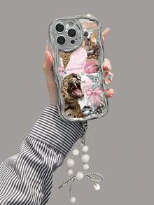 Fierce Animals Patchwork Painted New Flat Printing Bracelet Electroplated Cream Texture Soft Case Compatible With IP17/IP17PROMAX/Iphone16//Iphone16pro/Iphone16promax/Iphone15/ XR /7p8p/P12promax/P13promax/P14PROMAX /P13/P14/P11/P12/P14 Women Soft Anti-Fall XS/S/XSMAX/78GES2/Cute Fashion Thick Phone Case Cover - Multicolor - View 2