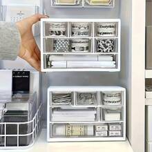 1个6格多色桌面收纳盒，带抽屉，适用于办公用品、珠宝和项链 - 耐用的家用和办公空间收纳盒，设计紧凑，抽屉顺滑 - 彩色 - 查看 3