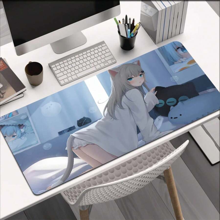 Nekoha Shizuku Mouse Pad Amashiro Natsuki Nacho Neko Laptop Mouse Pad PC Desk Mat Large Rubber Mousepad Anime Girl For Computer - 橡膠 - 查看 1