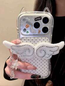 高端水钻白色翅膀星形设计手机壳，兼容 14 Pro Max、16，全方位保护，时尚美观，也兼容 17、15 Pro Max - 白色 - 查看 9