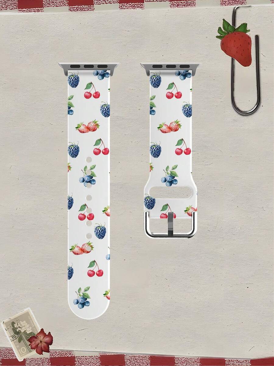 Bracelet de rechange souple, élastique et respirant, coloris myrtille, cerise et fraise, compatible avec les montres connectées Samsung, Garmin et Honor (38 mm, 40 mm, 41 mm, 45 mm, 44 mm, 42 mm, 46 mm et 49 mm). Bracelet en silicone multicolore à la mode et décontracté, compatible avec Apple Watch Ultra SE/11/10/9/8/7/6/5/4/3/2/1. - Multicolore - Voir 1