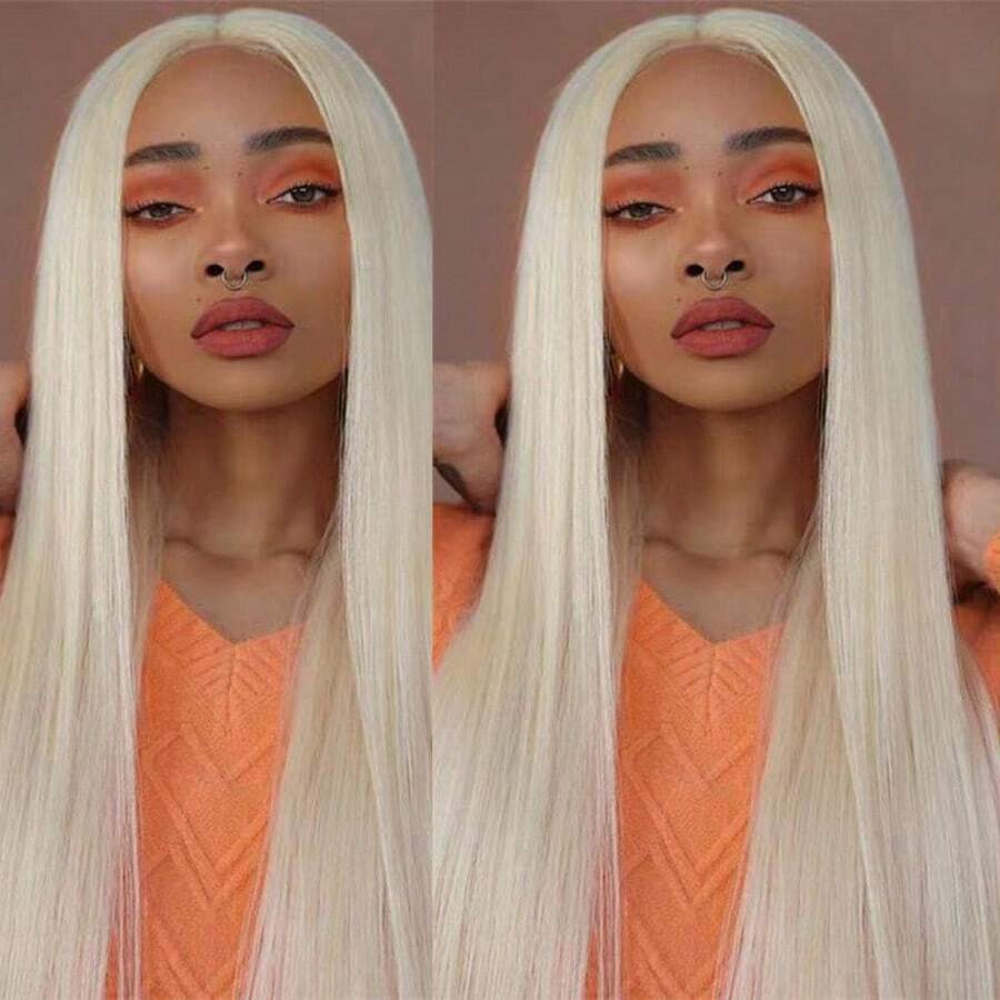 NATAN Anime Cosplay Long Blonde Straight Synthetic Hair Wig, Light Blonde, Middle Part, Elastic Cap, For Women, Halloween Party - S613 - View 1