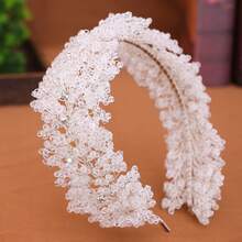 1pc Elegant & Luxurious Bridal Crystal Headband, Handmade Wedding Bridesmaid Hair Hoop, Wedding/Party Accessory - White - View 7