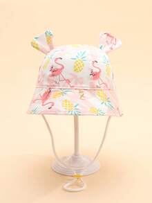 1pc Cotton Printed Baby Bucket Hat, Sun Protection For Boys & Girls, Spring/Summer - 1PC - View 6