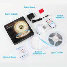 Tira Led de 5M, Luz COB 24V, Luz LED flexible cortable, Adecuado para Sala de Estar, Cocina, Armario, Dormitorio,, Escaleras, Etc (5 Cálido) - 10M Blanco - Ver 7