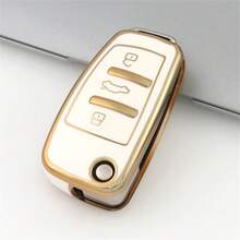 适用于奥迪 A1 A3 A4 A5 A6 A7 S3 S7 S8 R8 Q2 Q3 Q5 Q7 Q8 C5 C6 TT RS3 RS6 的 1 件装 TPU 全包覆式汽车翻盖钥匙扣保护套 - 單包 - 查看 14