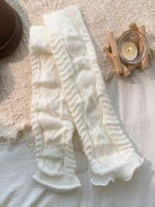 4 Pairs Women Floral Lace Ruffle Diamond Pattern Leg Warmers, Thick Winter Leg Warmers (Socks Not Included) - Multicolor - View 13