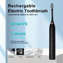 Sound Wave Electric Toothbrush With 6 Modes And Intelligent Timer, Rechargeable USB Oral Care For Men And Women, Including Suitable For Sensitive Gums And Teeth - 白色 - 查看 8