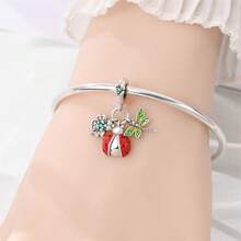 1件镀银可爱穿山甲、蘑菇、四叶草、蜻蜓、瓢虫、花朵和叶子吊坠，适合DIY创意手链和其他珠宝，是馈赠佳品。 - 彩色 - 查看 3