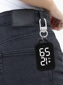 方形/圆形迷你数字时钟钥匙扣 - 运动设计，LED数字显示挂式怀表钥匙扣，小巧便携，是圣诞节、复活节、生日、毕业典礼和开学季的理想礼物 - 多色 - 查看 10