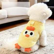 Cute Duck Shaped Plush Sweater, Suitable For Small/Medium Cats & Dogs, Soft & Warm With Leash Hole Design, Machine Washable - Blue - View 3