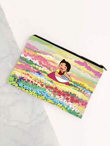 1 geantă de machiaj de călătorie de înaltă calitate cu imprimeu Heidi, design retro pentru fete, poliester cu fermoar, esențială pentru studenți, utilizare dublă pentru călătorii și zilnic, cadou excelent de Crăciun pentru femei și adolescente - Multicolor - Vizualizare 5