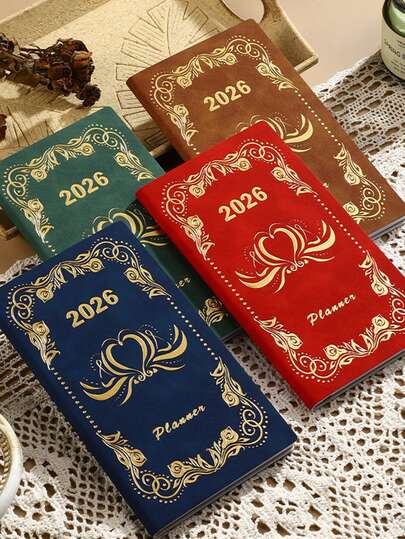 1. A 2026 English Planning Notebook For Time Management, Daily Schedule Notebook, Portable Notebook, Self-Discipline Check-In Calendar Notebook, Student Notebook, Stationery.