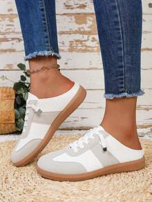 Moderiktiga slip-on-skor för kvinnor, lätta, minimalistiska, mångsidiga, casual, vår/höst - Beige - Visa 1