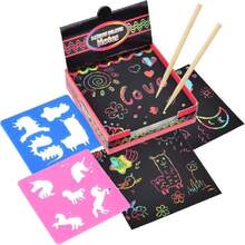 Scratch Art, Caja de Mini Notas con Bolígrafo y Plantilla de Dibujo, Libro Negro para Rascar y Pintar, Kit de Papel de Rascar Arcoíris para Arte Niños, Felicitación Festivas,notas,dibujos de Graffiti,40843731 - Multicolor - Ver 1