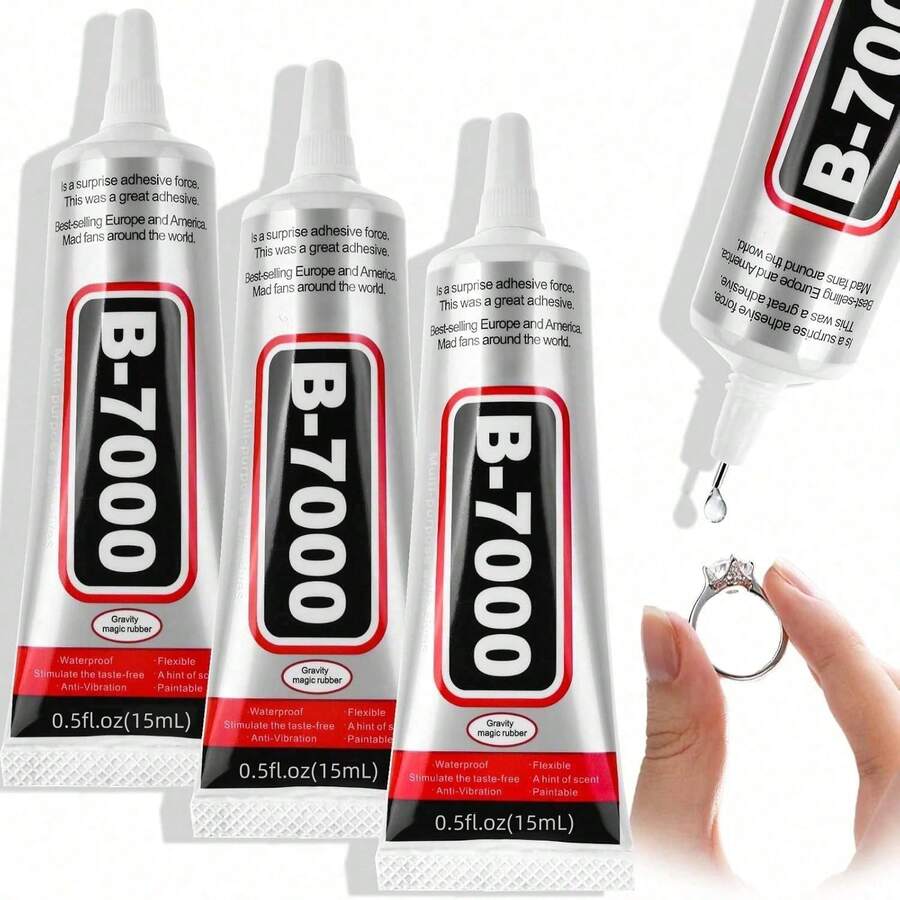 B7000 Rhinestones Glue For Crafts, 15ML Glue Of Diamond Jewelry 3.7fl.Oz Clear B-7000 Super Jewelry Glue Transparent Industrial Adhesive For Fabric Phone Repair Jewelery Making Crystal Gem - 15ml - 1 cái - Xem 1
