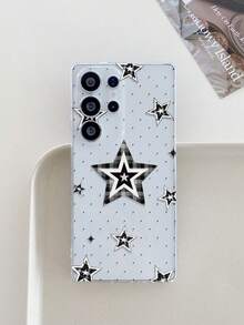 1个创意个性化格子粉色星星波点图案高透明手机壳，防摔防刮防指纹透明TPU软壳，摄像头镜头保护，兼容三星、Nothing、Pixel等品牌手机。 - 彩色 - 查看 3