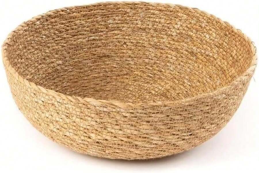 Round Wicker Basket - Decorative Bowl - Storage Basket - Fruit Bowl - Decorative Woven Basket - Natural Color - 26 Cm - 棕色 - 查看 1
