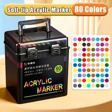 一套包含 12/24/36/48/60/80/120 色软头丙烯马克笔，适合艺术家和学生使用，是绘画、素描、着色、DIY 手工艺品和在画布、木头、石头、织物和其他材料上进行速写的理想选择（随机发送两种笔型）。 - 彩色 - 查看 12