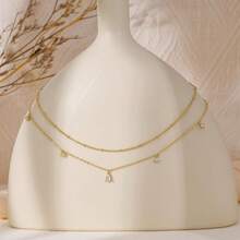 1pc Fashionable Bohemian Double Layer Long Faux Pearl Necklace, Simple & Elegant Sweater Chain,Wedding Necklace For Girl/Women,Mother's Day,Valentine's Day - 均碼金色 - 查看 8