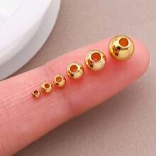 30pcs 18K Gold Filled Spacer Beads Round Smooth Spacer Mini Seamless Brass Beads For DIY Crafts Jewelry Making 2/2.5/3/4/5/6mm - Multicolor - View 5