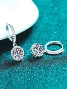 1 Pair Fashion Cubic Zirconia Waterdrop Earrings, Women's Wedding Engagement Anniversary Party Jewelry Valentine's Day Gift - Silver - View 4