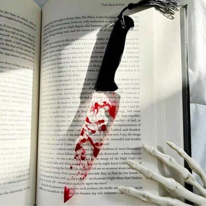 Acrylic Bookmarks With Crime Scene Tape And Dripping Blood Design, Suitable For Mystery, Thriller Novels, True Crime Readers, Book Lovers, Teacher Gifts Back To School, Halloween Party