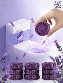 4/8/12/16片装薰衣草香型40克自动马桶清洁剂，马桶清洁剂，马桶清洁块，马桶除臭除垢片，尿渍清洁泡腾片，水槽去渍块，清洁用品，空气清新剂，薰衣草香型 - 紫色 - 查看 1