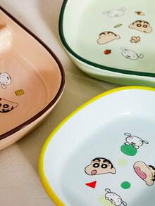 CRAYON SHINCHAN Crayon Shin-Chan Creative Divided Plate, Breakfast Plate, Separates Fruit, Salad, Noodles, Heat-Resistant Tray, Household Kitchen Utensils, Valentine's Day, Birthday Gift - Multicolor - View 8