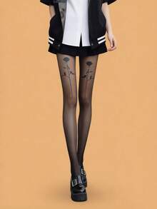 1 Pair Of Women's Thigh Rose Pantyhose, Fashionable, Sexy, Elegant, Cute, Beautiful And Comfortable, Perfect For Various Festivals, Especially Ideal For Valentine's Day, Couple Dates, Daily Outings And Commuting - Available In Multiple Sizes - Multicolor - View 1