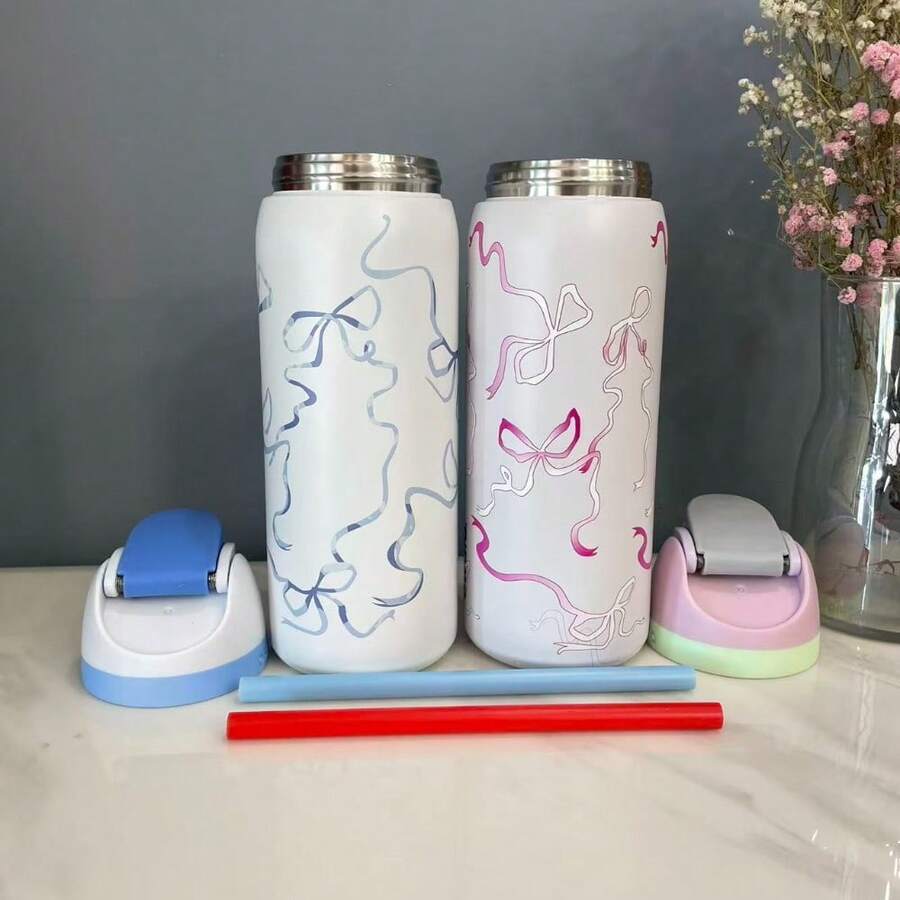 32 Oz Outdoor Sports Water Cup Water Bottle Stainless Steel Vacuumowala Insulated Cup With Lid And Straw Suitable For Water, Iced Tea Or Coffee. - 彩色 - 查看 1