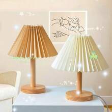 Minimalist Modern Nordic Wooden Pleated Lamp - USB Powered LED Desk Lamp With Warm Ambient Lighting, Button Control, Suitable For Reading, Sleeping And Home Office Decor, Home Office Lighting | Triangular Base Lamp | Natural Wooden Surface, Home Office Desk Lamp - Multicolor - View 9