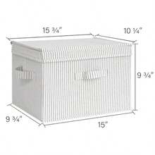 zxxStoeWorks Caas de Almacenamiento de Tela con Tapa Caas rativas para Estantes Cesta Organizadora ble para Arma con Asas Grande as Grises y Blancas Pack de 2caja de oficina - Rayas Grises y Blancas - Ver 3