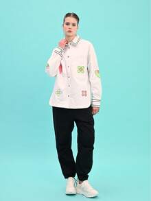Women's Good Quality Appliqué Mix Shirt-MADE IN TURKEY - White - View 6