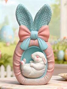 1个复活节彩蛋造型兔子蜡烛硅胶模具，DIY香薰饰品蝴蝶结石膏模具 - 复活节、情人节、开斋节和宰牲节的完美礼物 - 彩色 - 查看 6