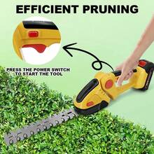 二合一电动绿篱修剪机，手持式家用灌木草坪修剪机，草坪割草机，园艺工具，适用于花园除草、修剪和景观美化 - 黃色 - 查看 10