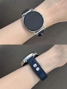 18mm 20mm 22mm 标准尺寸真皮表带 - 时尚替换表带，兼容华为 Galaxy Watch 7 6 5 4 40mm 44mm、Galaxy Watch 5 Pro、Galaxy Active 2、Watch 6 4、GT6 GT5 GT4 GT3 GT2 Pro，男女通用 - 寶藍色 - 查看 7