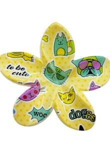 1个/3个/8个 花卉印花休闲ABS塑料卡通猫咪造型发夹，可爱小猫咪发爪，适合盘发 - 彩色 - 查看 8