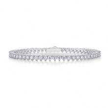 1 chiếc vòng tay tennis đá Moissanite 3mm, bạc sterling 925 mạ vàng 18K, thiết kế tròn tối giản, phù hợp cho cả nam và nữ, đeo hàng ngày hoặc trong những dịp đặc biệt, ít gây dị ứng, trang sức đá quý sáng bóng, quà tặng đính hôn, cưới, kỷ niệm, sinh nhật, kèm chứng nhận GRA. - Bạc - Xem 2