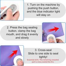 1/2/3pcs Rechargeable Mini Food Sealer Machine, USB Powered Long-Lasting Battery, Multifunctional Design: Sealing, Magnetic Base Turns Into Fridge Magnet, Ultimate Food Preservation Companion For Travel & Picnic - Multicolor - View 5