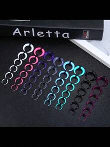 ORAZIO 48Pcs 14G-4G Acrylic Septum Stretching Kit C Shape Buffalo Pincher Gauges With Black O-Rings For Nose Ear Cartilage Piercing Jewelry - Multicolor - View 1