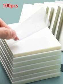 100pcs/Pack Removable Clear Sticky Notes, Essential School Supplies - Multicolor - View 2