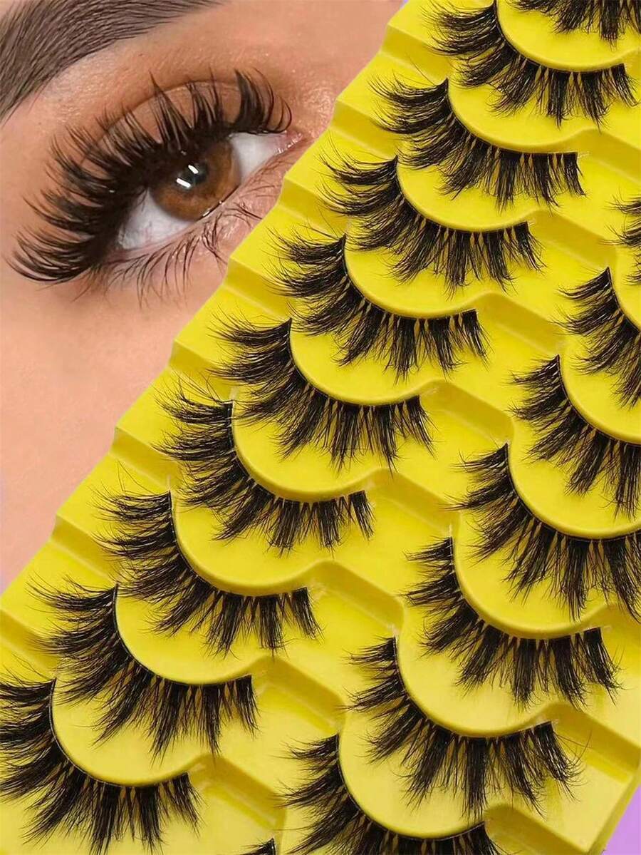 10 Pairs Clear False Eyelashes With D-Curl, Suitable For Daily And Party Makeup, Long-Lasting And Natural Eyelash Extension - Fluffy Lashes - View 1