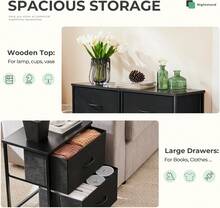 Set Of 2 Black Nightstands With 2 Drawers, Small Bedside Tables For Bedroom & Dorm - Black - View 4