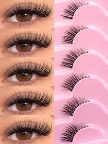 7 pares de pestañas postizas transparentes, de aspecto natural y rizado, fáciles de aplicar - Negro - Ver 1